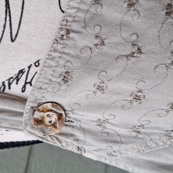 Vintage 90's Nina Piccalino Cotton Overall Dress Sage Green Plus Size XXL Floral - Picture 5 of 13